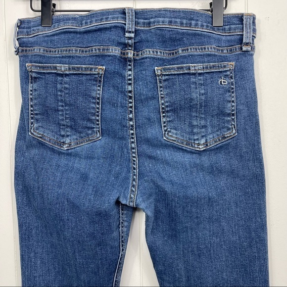 Rag & Bone Flare High Rise Jeans Raw Hem Medium Wash Jeans - Picture 5 of 12